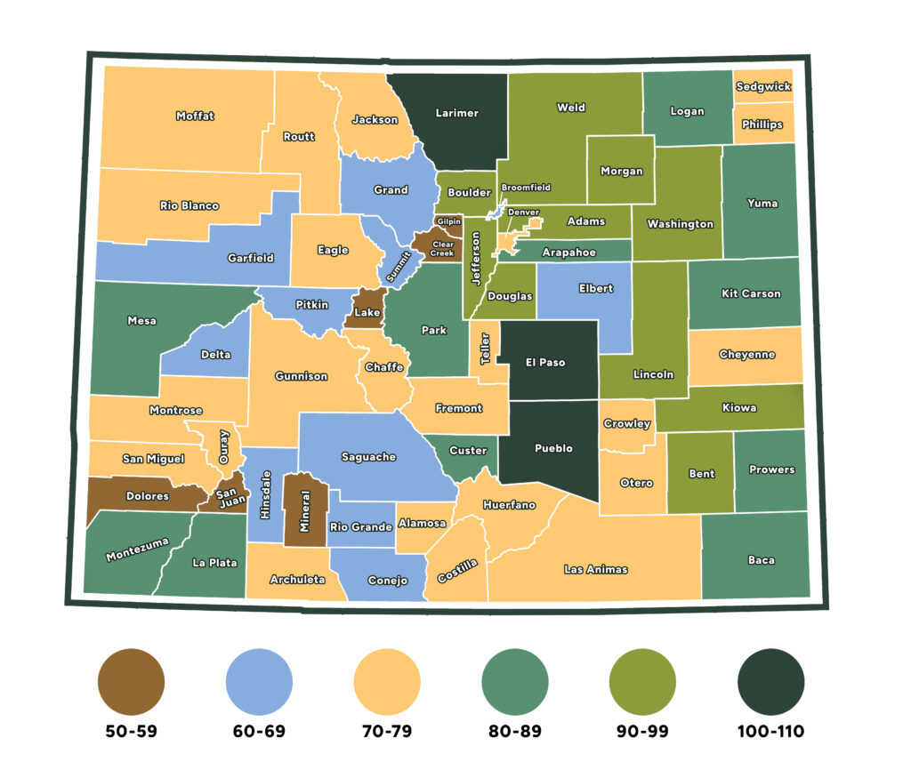 Map with all Colorado counties colored by the number of expected birds to be seen in September.